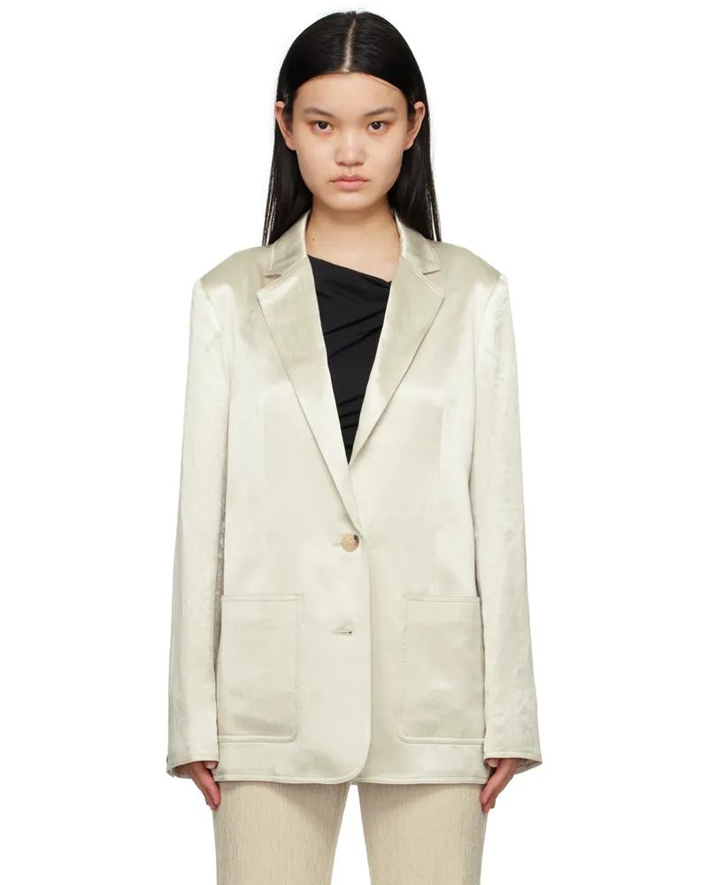 Helmut Lang Off-White Crinkled Blazer Ivory