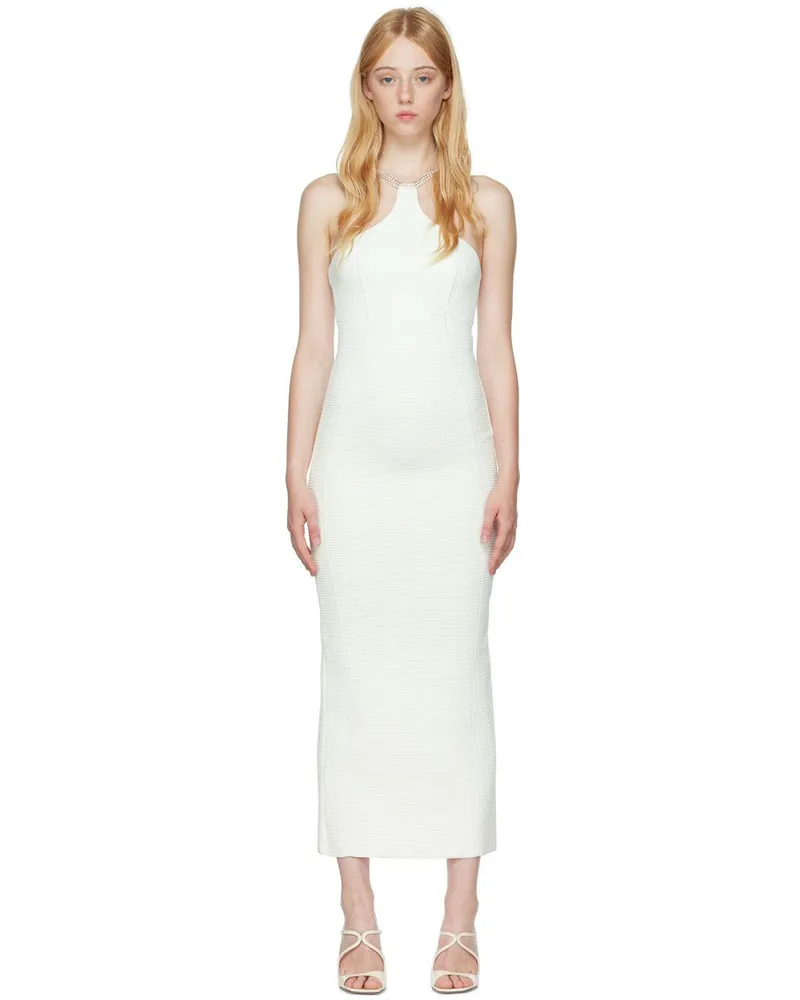 Hervé Léger White Ottoman Midi Dress Alabaster