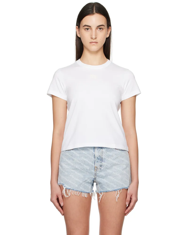 Alexander Wang White Puff Logo Shrunken T-shirt White