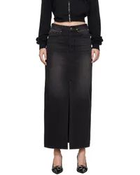 WE 11 DONE Black Washed Denim Maxi Skirt Black