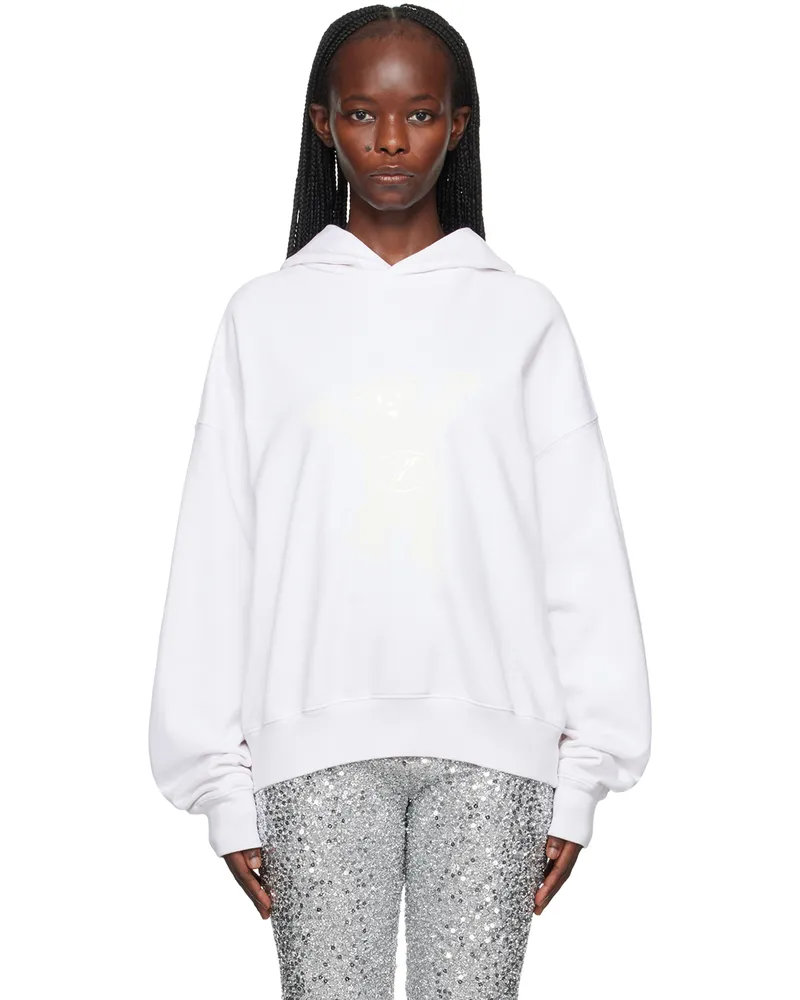 WE 11 DONE White Printed Hoodie Ivory