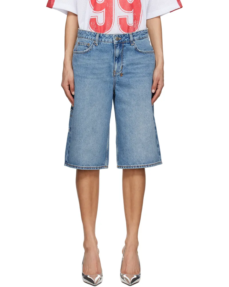 ksubi Blue Low Rider Swept Denim Shorts Denim
