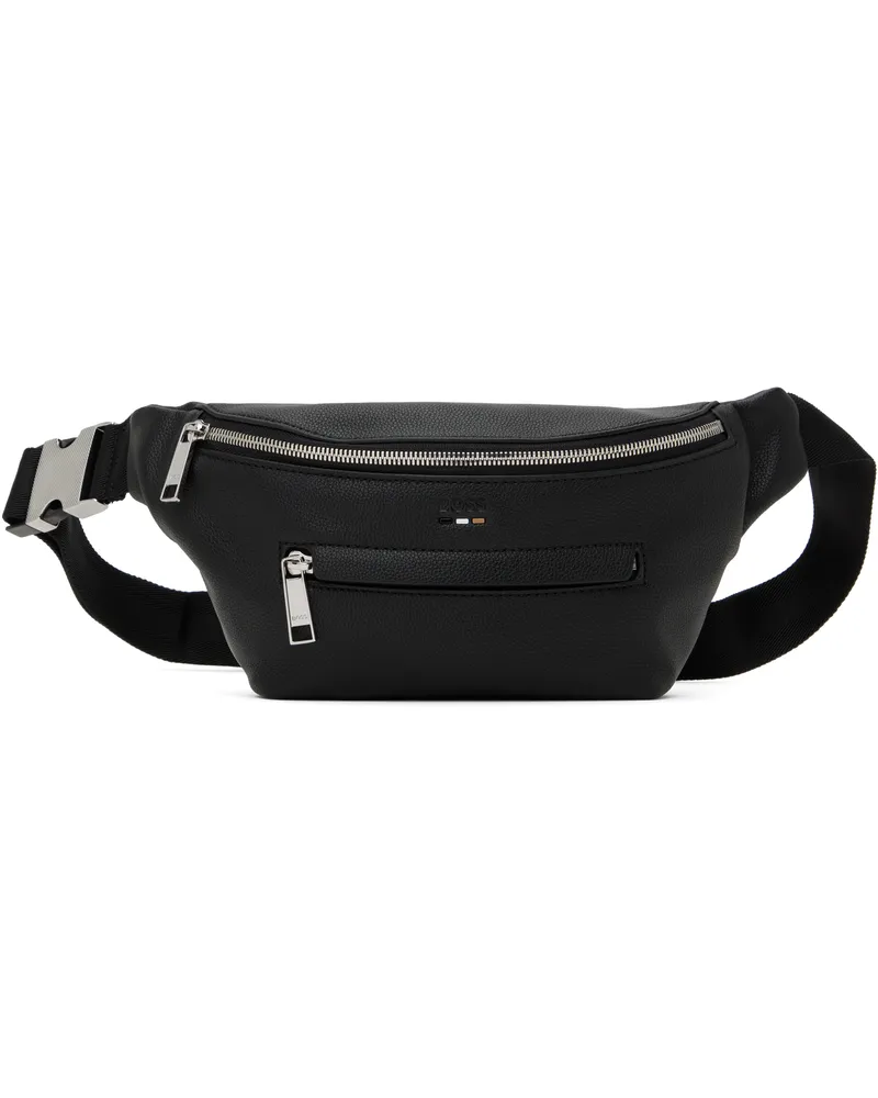 HUGO BOSS Black Grained Faux-Leather Belt Bag 001-black
