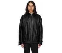 Black Banding Leather Jacket