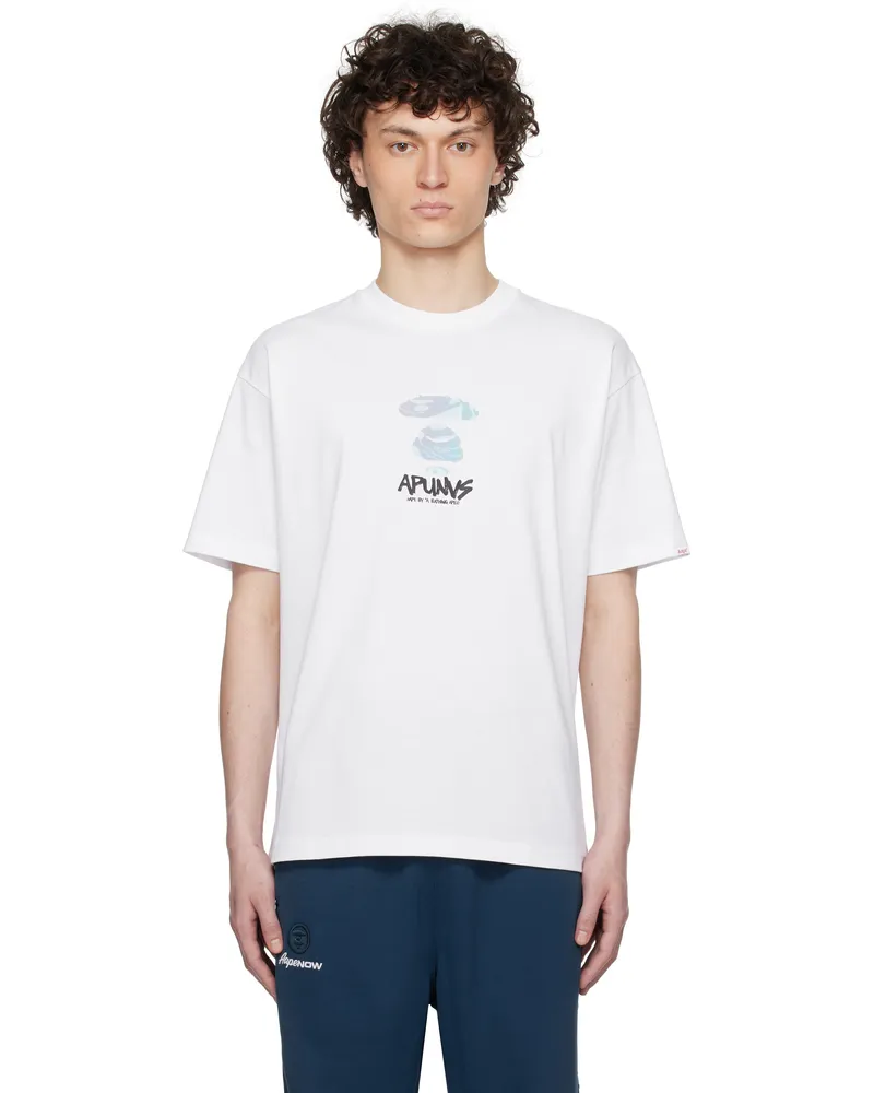 AAPE by A Bathing Ape White AAPEUNVS Moonface Logo T-shirt Whx