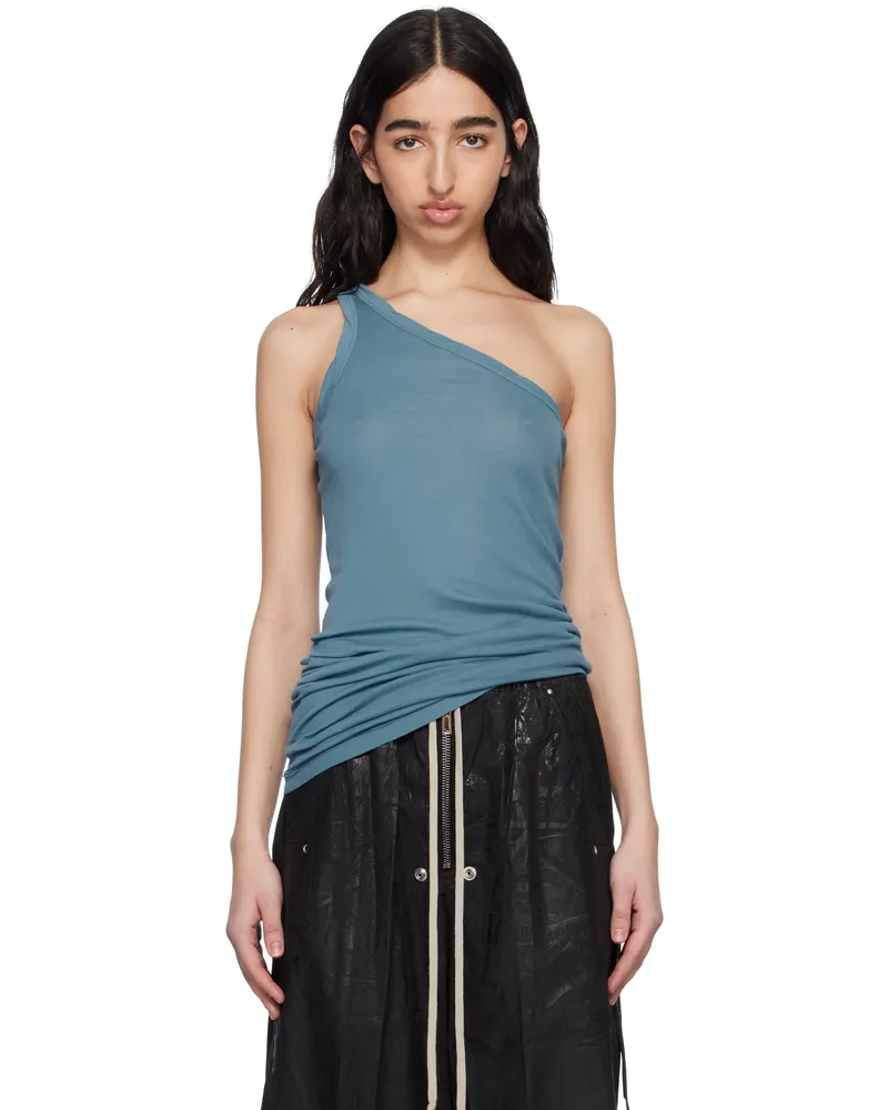 DRKSHDW by Rick Owens Blue Hollywood One Shoulder Tank Top 86