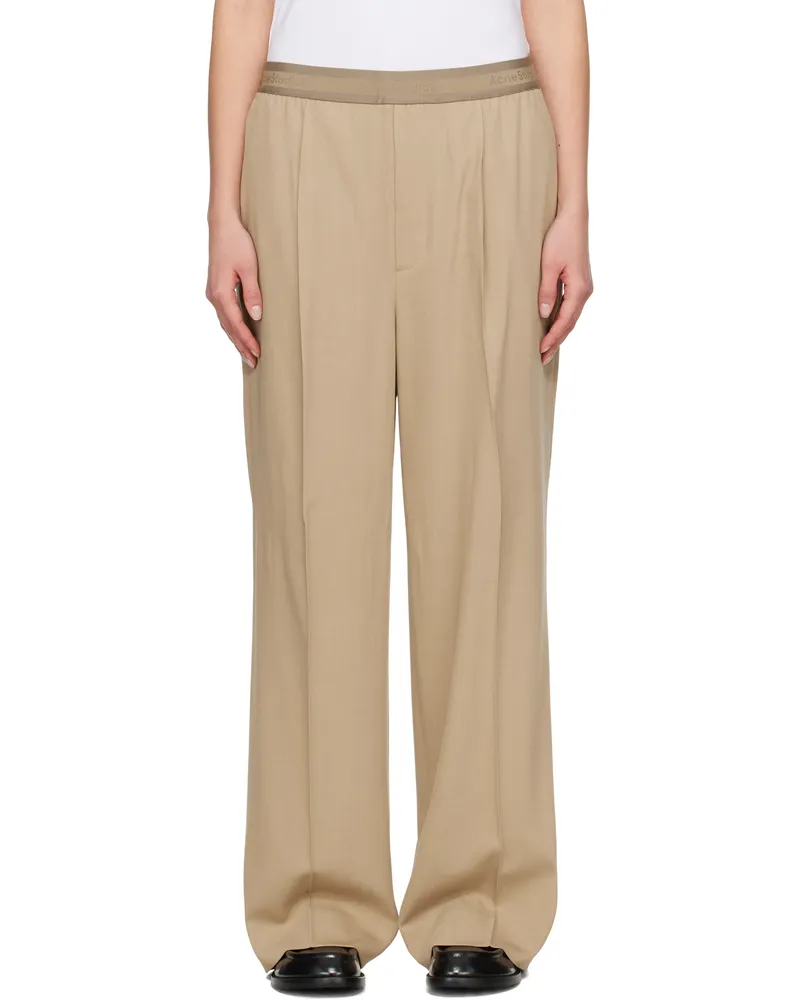Acne Studios Beige Logo Tape Trousers Dfj