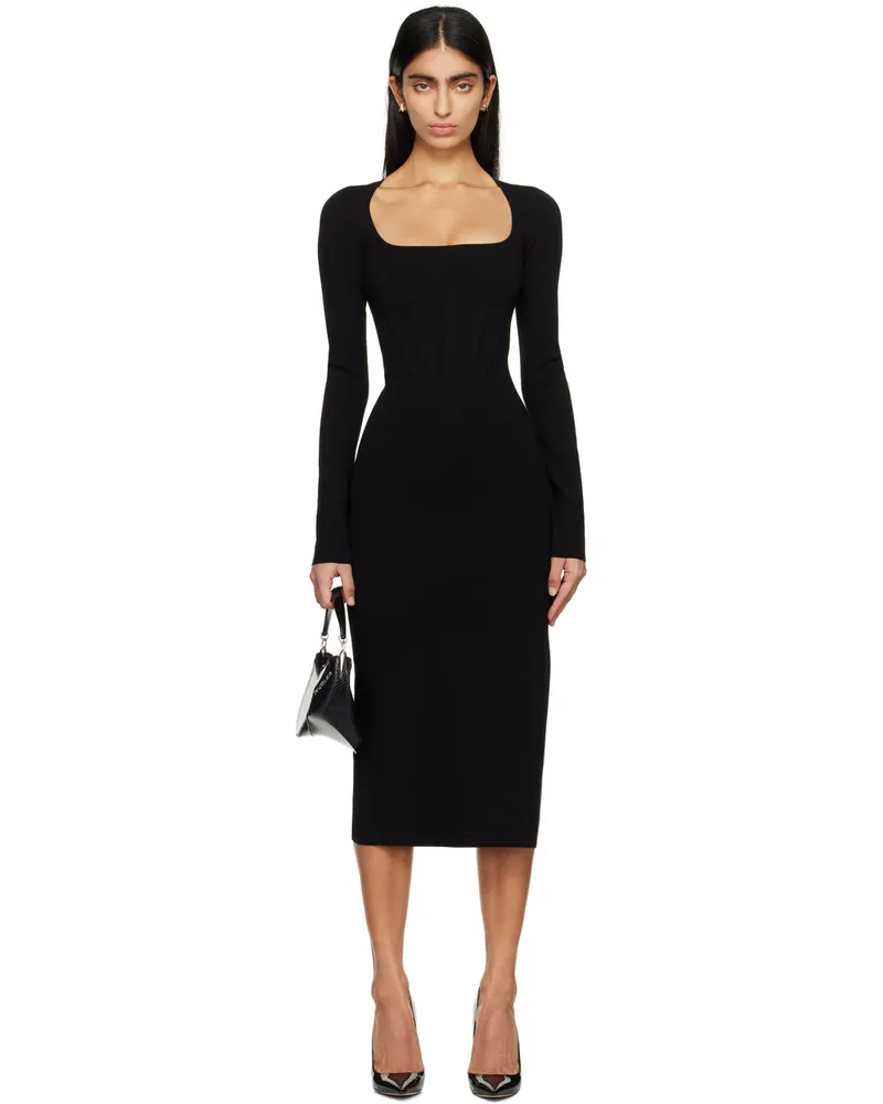 Thierry Mugler Black Heaven Midi Dress 1999