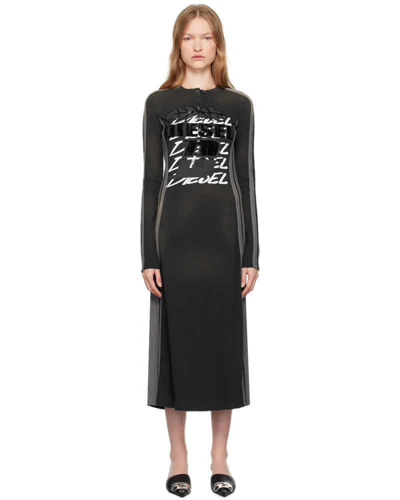Diesel Black & Gray D-Uncut Stripe Midi Dress 900