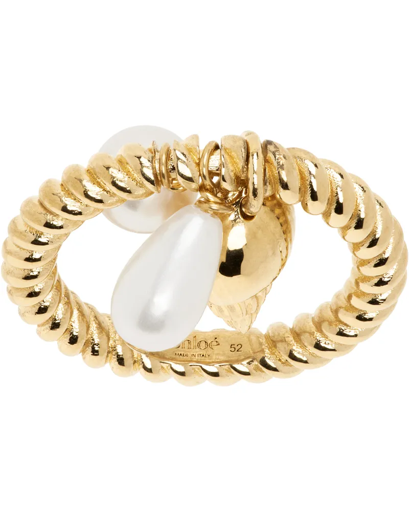 Chloé Gold Faux Pearl Ring 9dc