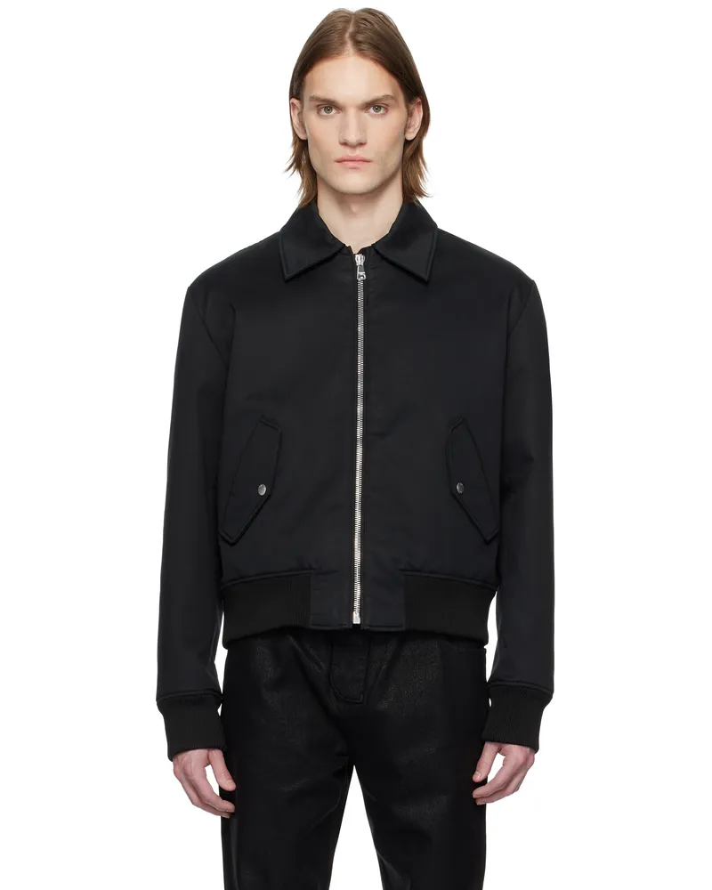 Balmain Black Cotton Vintage 'Balmain' Logo Bomber Jacket 0pa