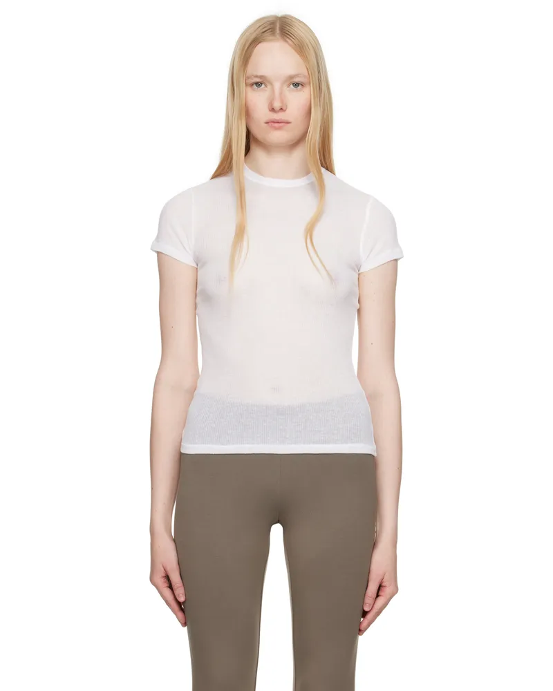 SKIMS White Sheer Cotton T-shirt Snow