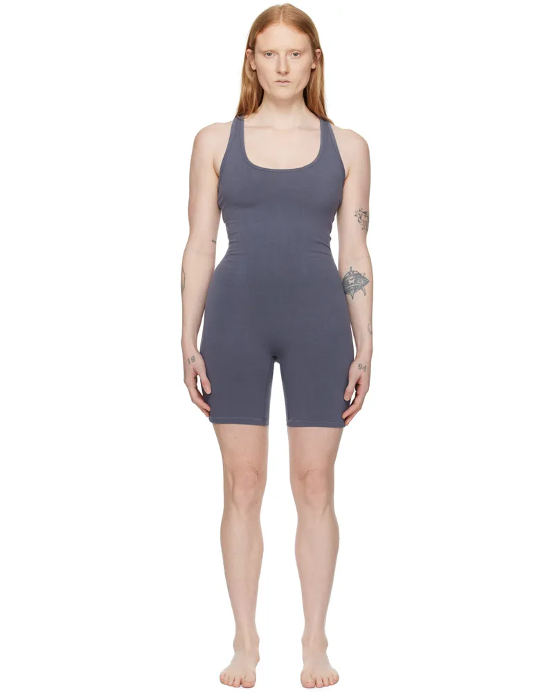SKIMS Blue Outdoor Mid Thigh Jumpsuit Steel