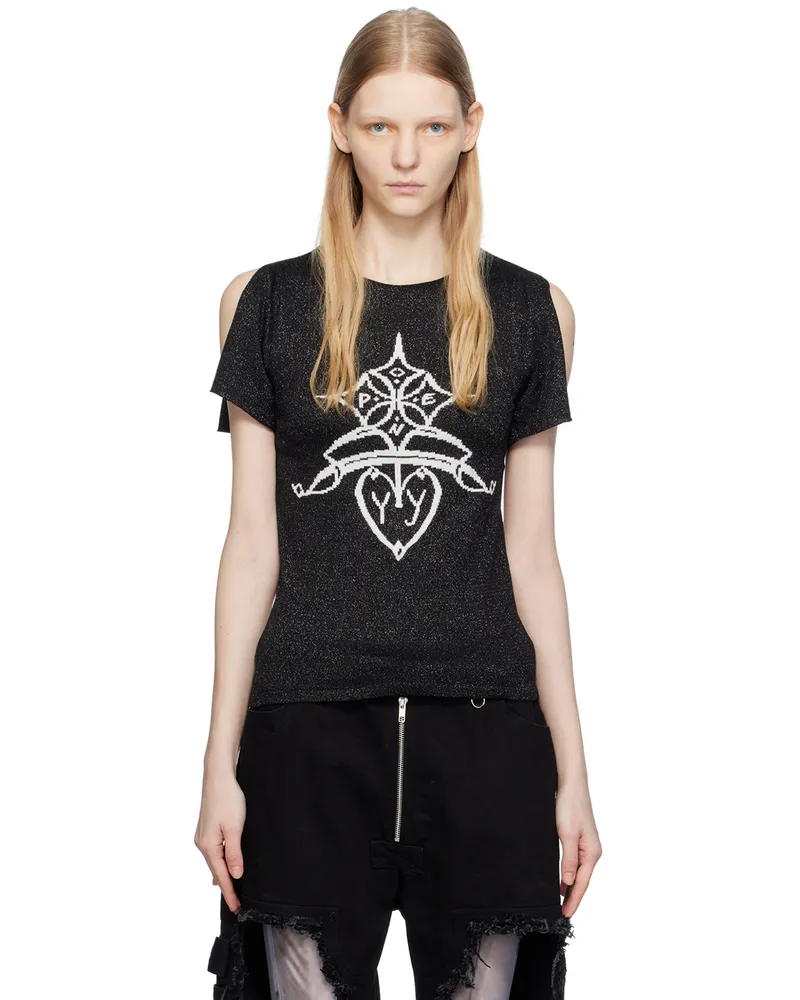 OPEN YY Black Jacquard T-Shirt Black