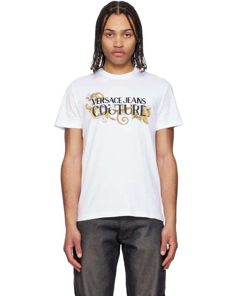 Versace Jeans White Logo Baroque T-shirt Eg03-white