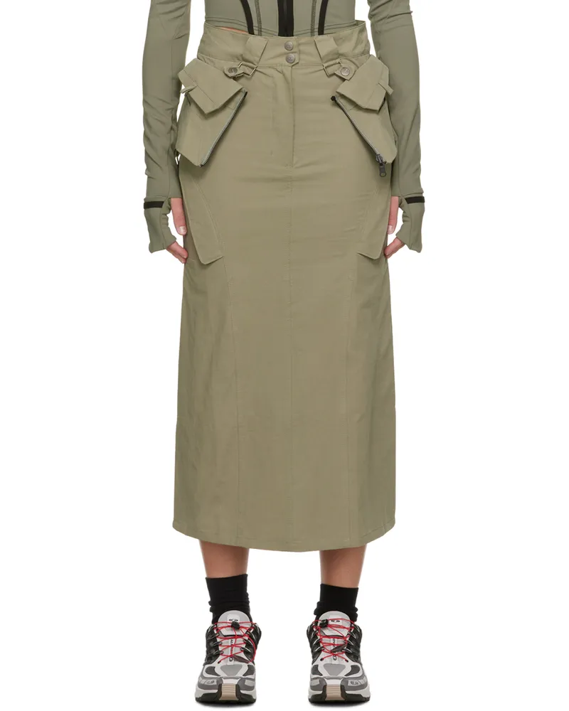 Hyein Seo Khaki Overlay Maxi Skirt Khaki