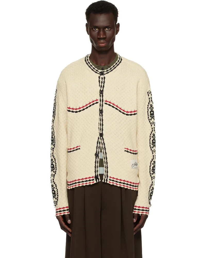 Andersson Bell Off-White Fantasia Round-Neck Cardigan Ecru