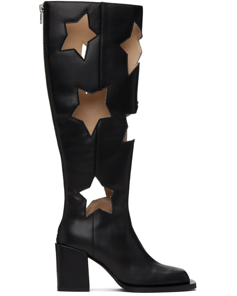 ANDREJ GRONAU SSENSE Exclusive Black Star Cut Boots Black