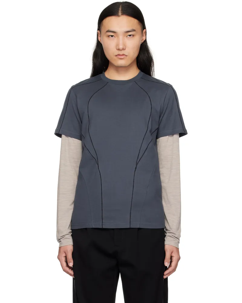Hyein Seo Blue Serger Stitch T-shirt Fog