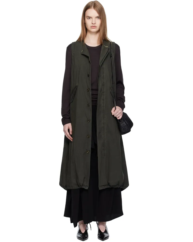 Yohji Yamamoto Khaki Fishtail Midi Dress 1