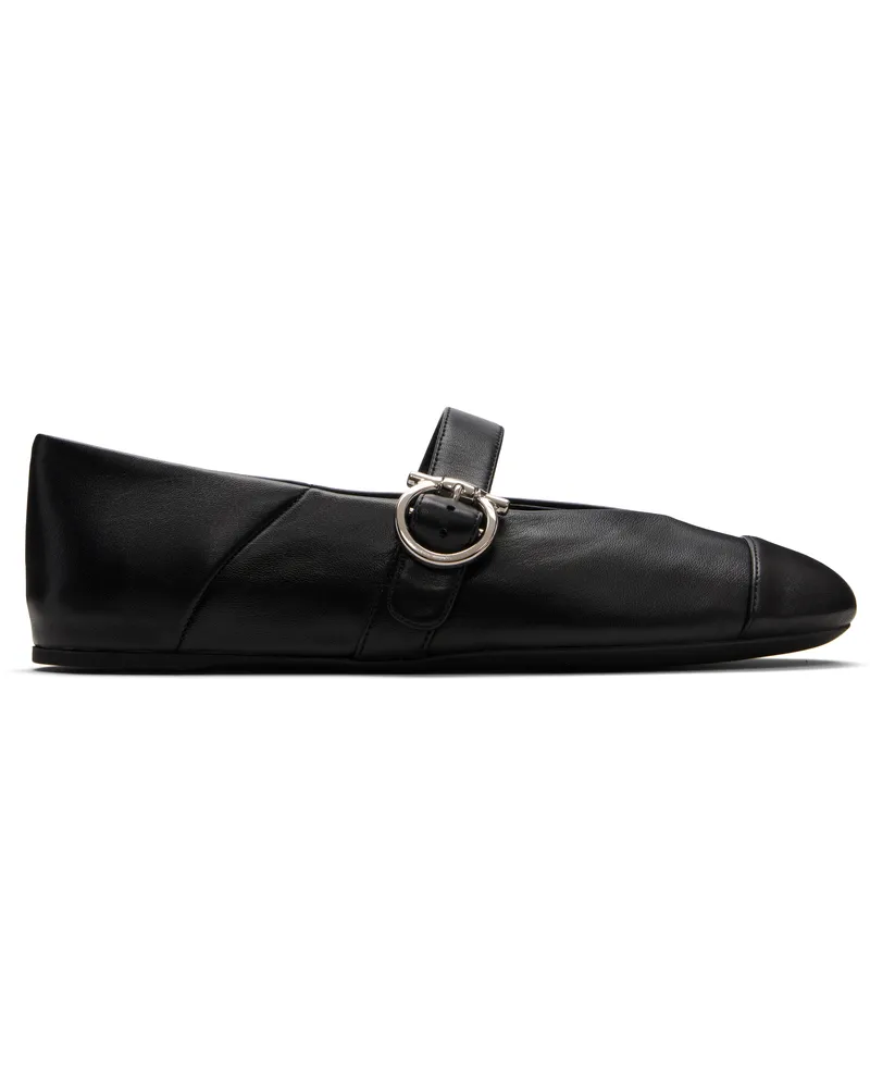 Ferragamo Black Gancini Ballerina Flats 009