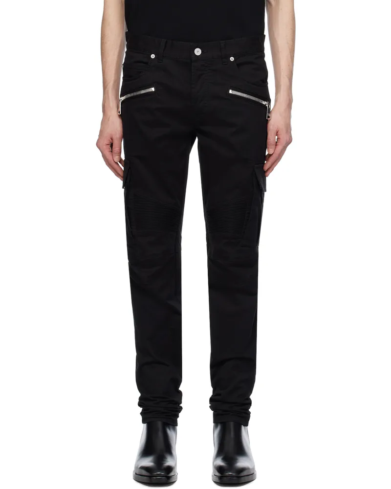 Balmain Black Zip Cargo Pants 0pa