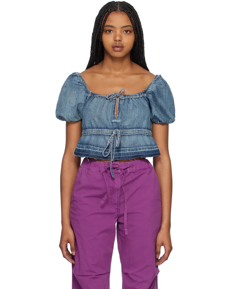 Ganni Blue Tint Edge Denim Blouse 091