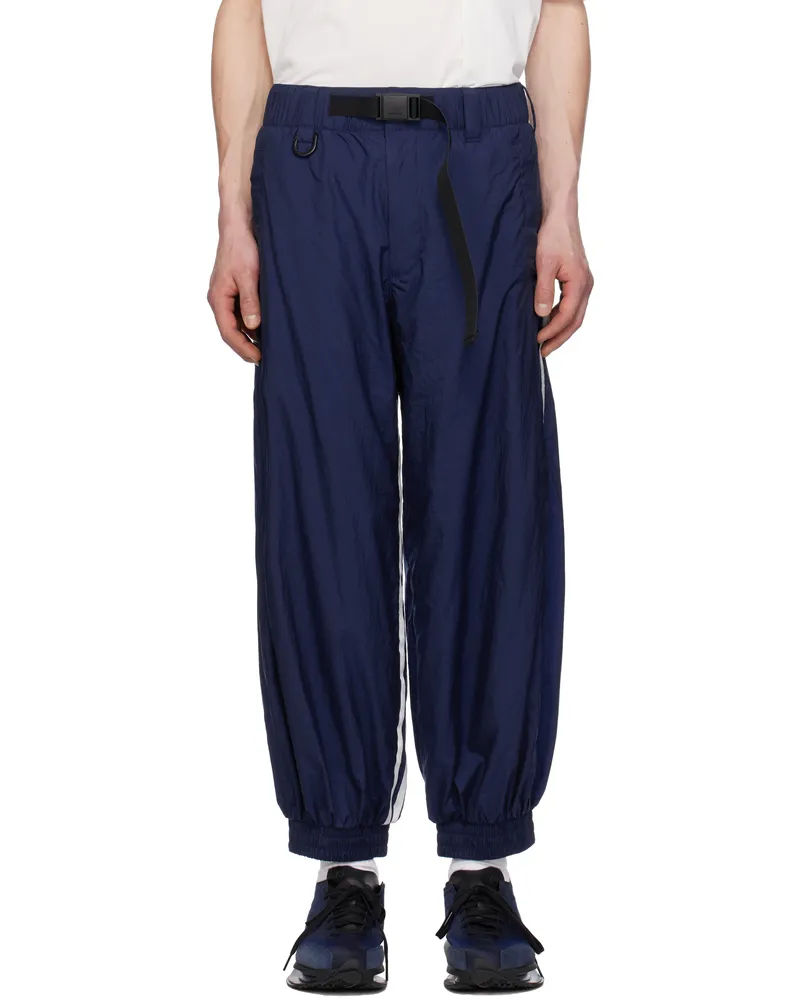 Y-3 Blue 3-Stripes Nylon Sweatpants Blue
