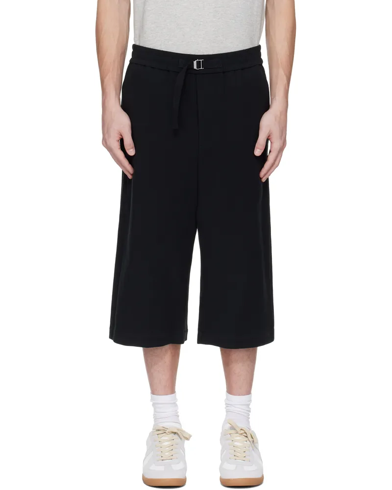AMI Paris Black Elasticated Large Shorts 001