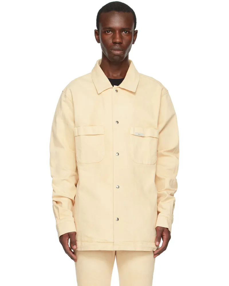 RTA Beige Samson Denim Shirt Oatmeal