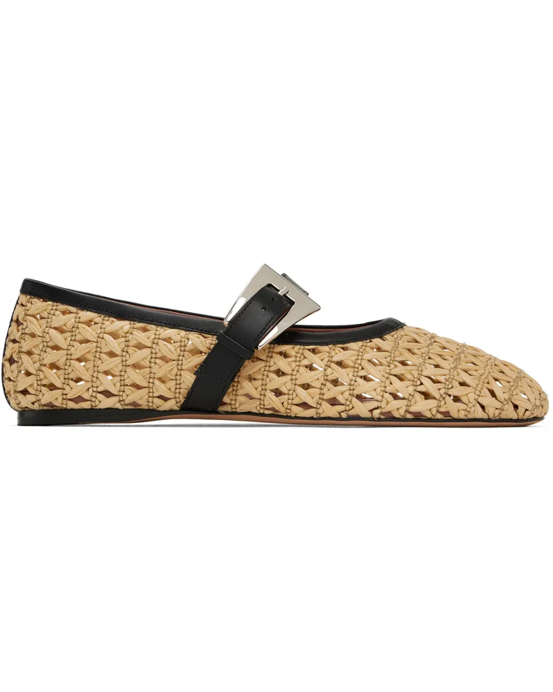 Paris Texas Beige Sveva Buckle Ballerina Flats Naturale-black