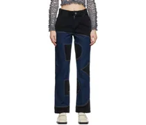 SSENSE Exclusive Blue & Black B-Bottom Panel Jeans