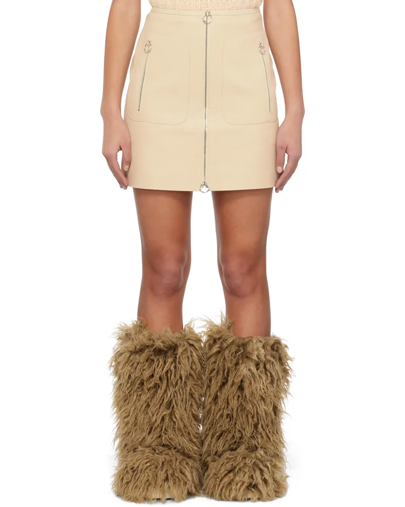 Stella McCartney Off-White Zip Faux-Leather Miniskirt 9561