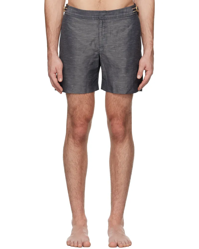 Orlebar Brown Gray Bulldog Linen Swim Shorts River