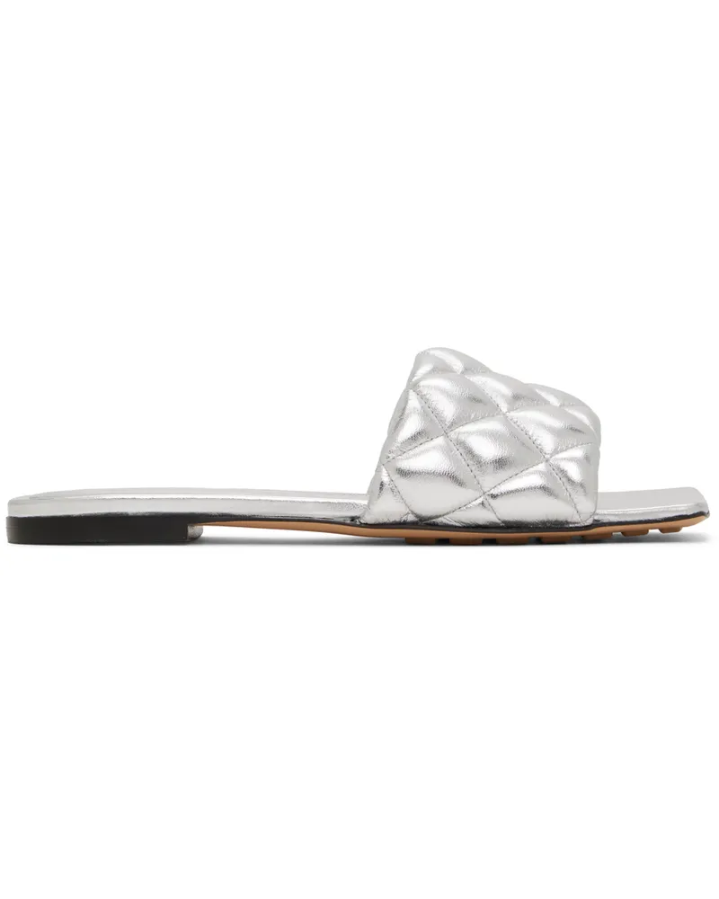 Bottega Veneta Silver Padded Flat Sandals 1414