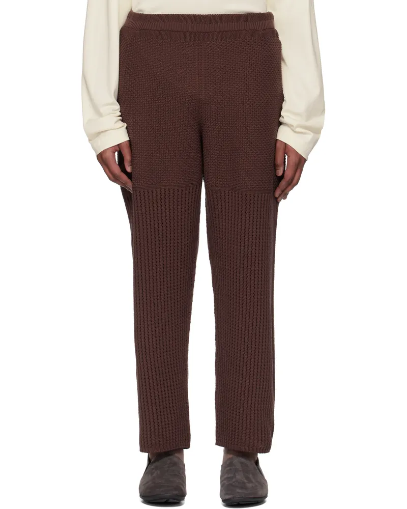 Issey Miyake Brown Rustic Knit Sweatpants 44-brown