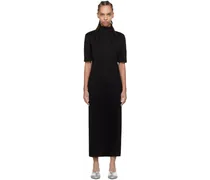 Black Random Ribbed Maxi Dress
