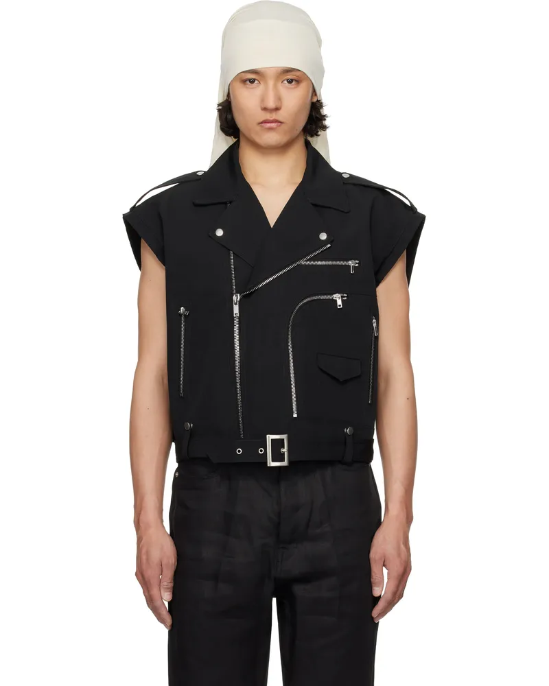 Rick Owens Black Hollywood Cropped Jumbo Bauhaus Stooges Vest 09