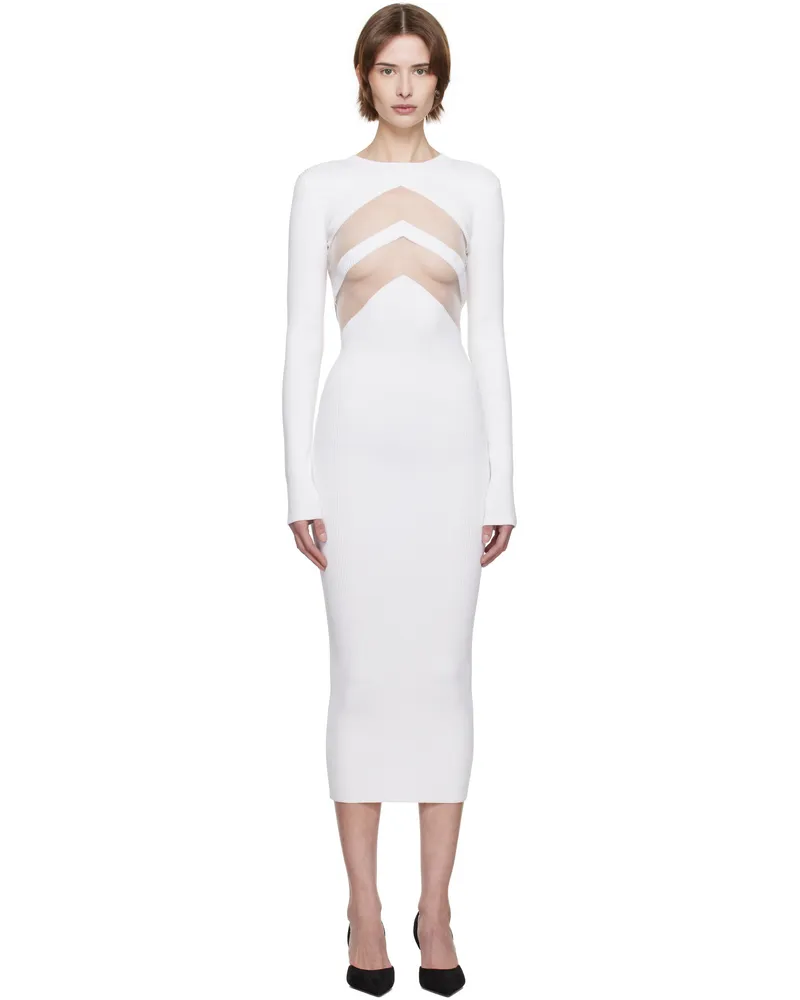 Jean Paul Gaultier White 'The Chevrons' Midi Dress 01