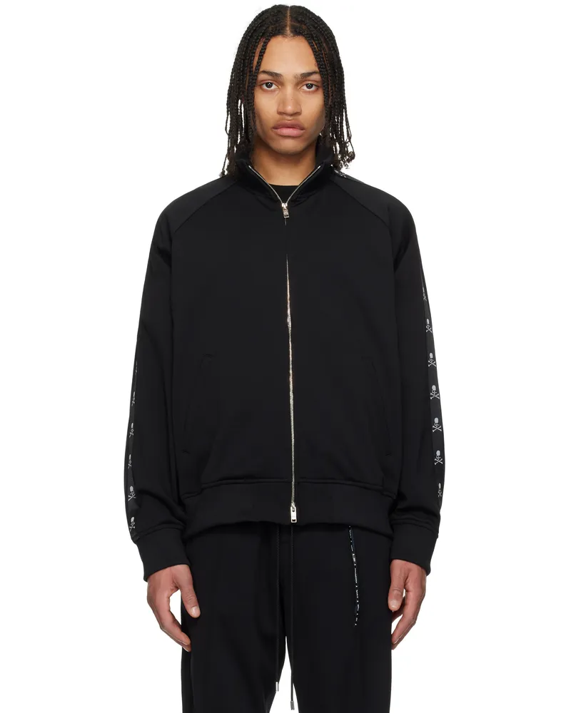 Mastermind Japan Black Boxy Skull Tape Jersey Track Jacket Black
