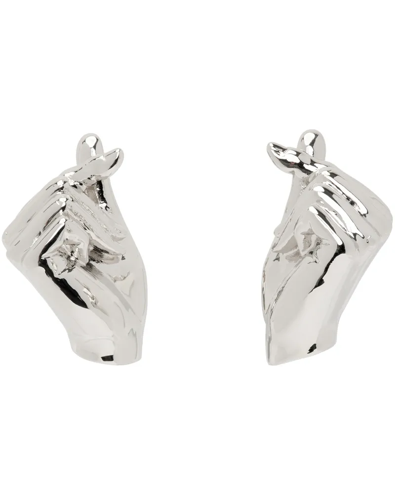 Y/PROJECT Silver Mini Finger Heart Earrings Silver