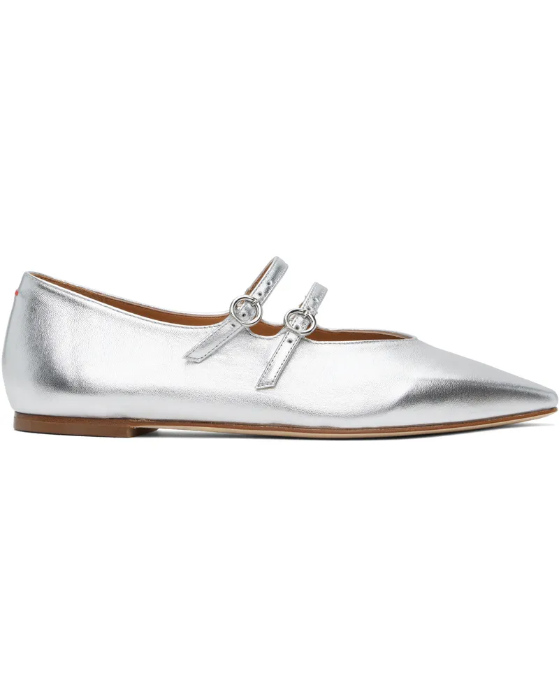 aeyde Silver Franny Ballerina Flats Silver