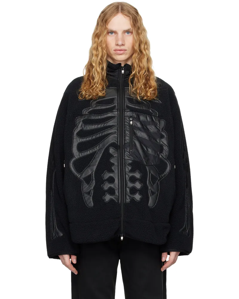 TheSoloIst Black Stand Up Collar Fleece Jacket Black