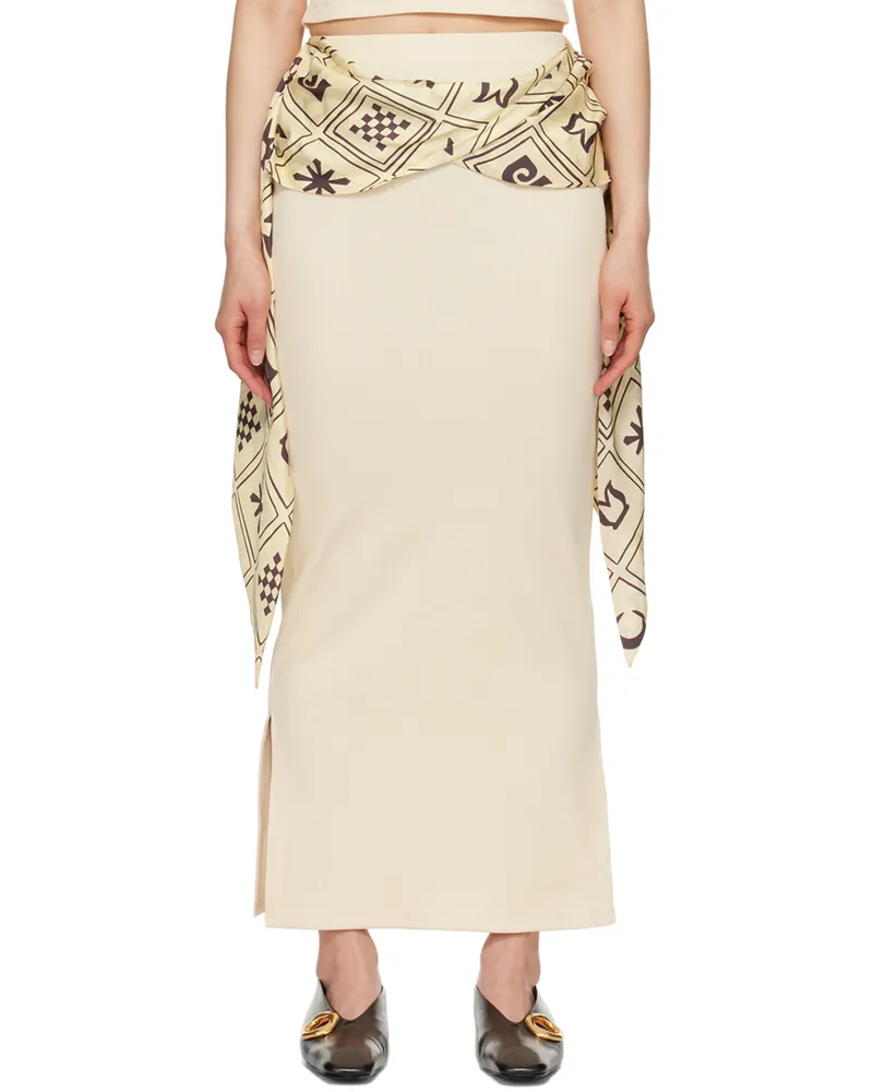 Nanushka Off-White Maltha Midi Skirt Creme