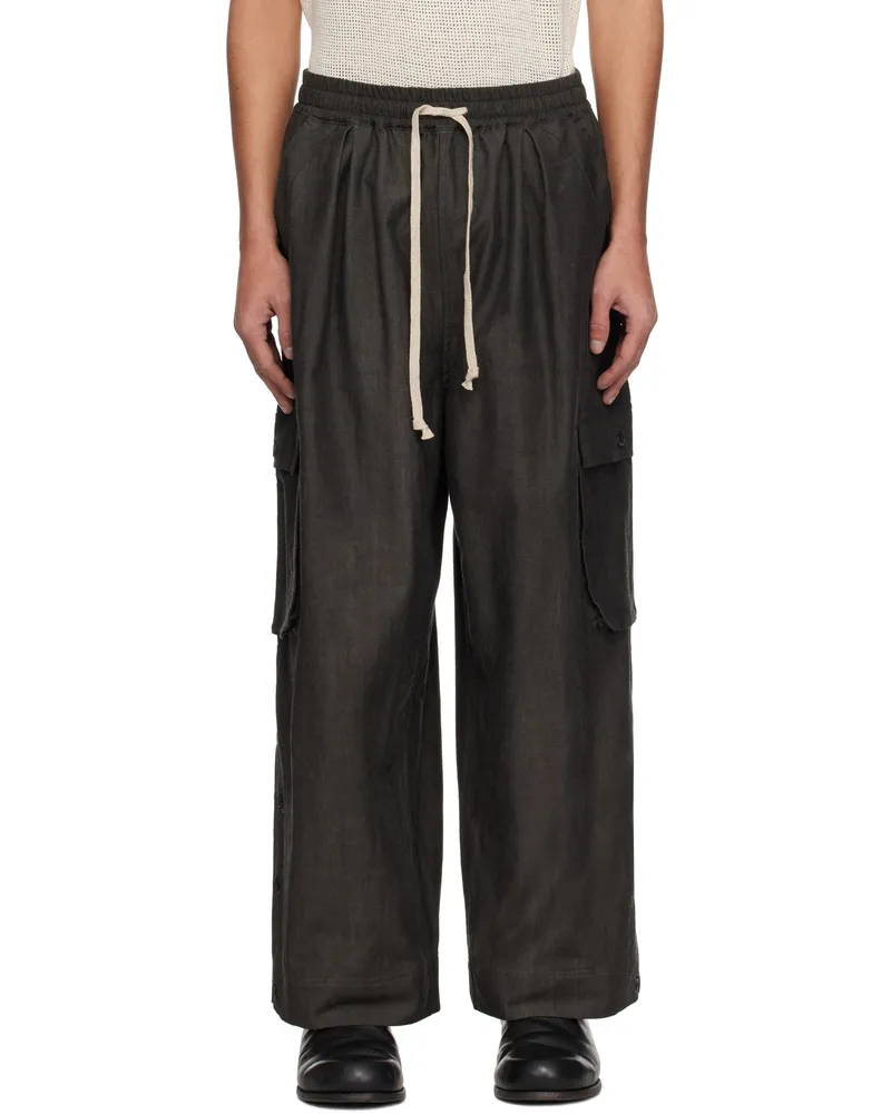Jan-Jan Van Essche Gray O-Project Brushed LT Canvas Easy Cargo Pants Off-black