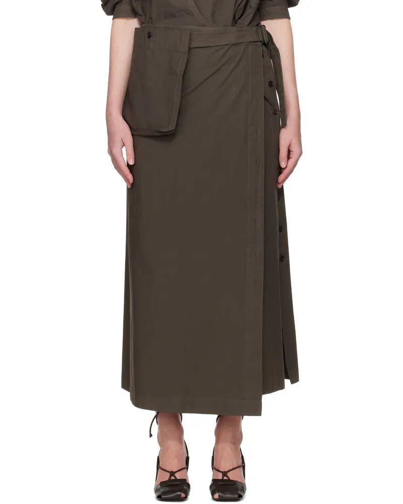 Christophe Lemaire Brown Buttoned Maxi Skirt Br449