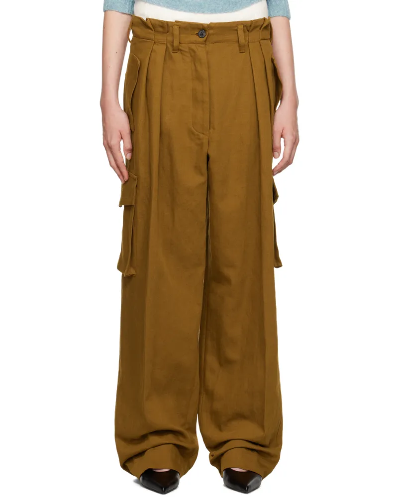Dries van Noten Brown Gabardine Trousers 105