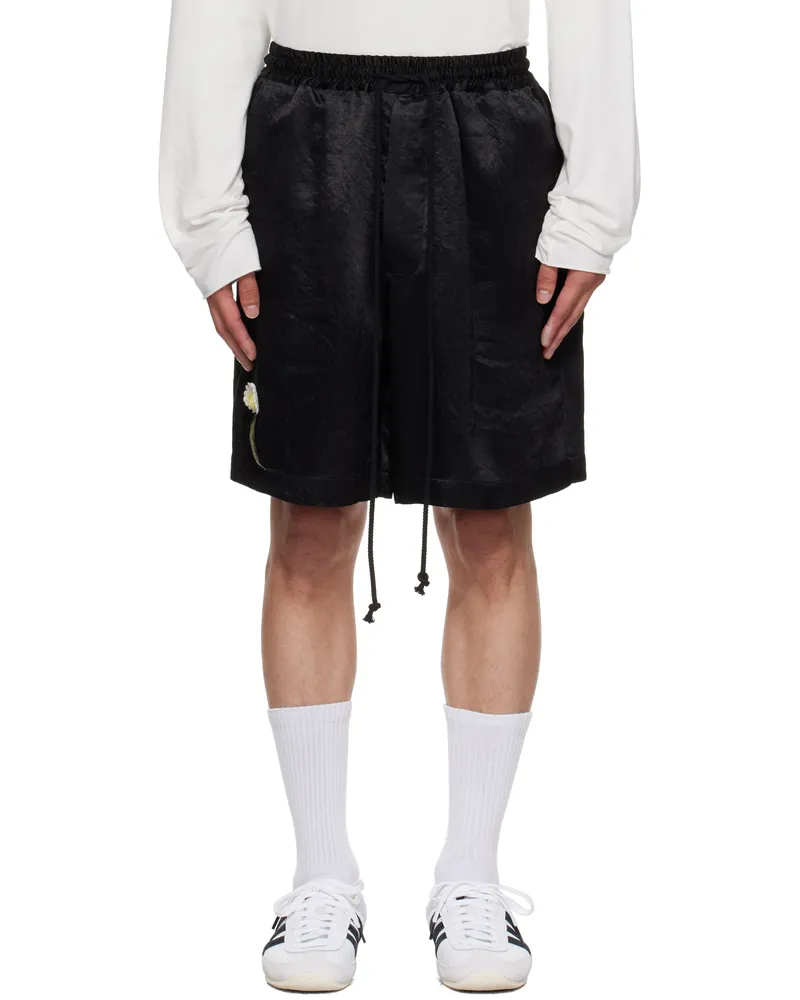 Song For The Mute Black Flower Elasticized Shorts Black