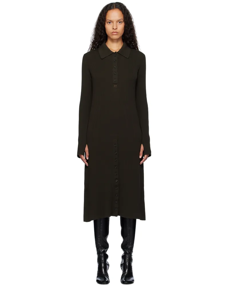 Courrèges Brown Multi-Button Midi Dress 1093