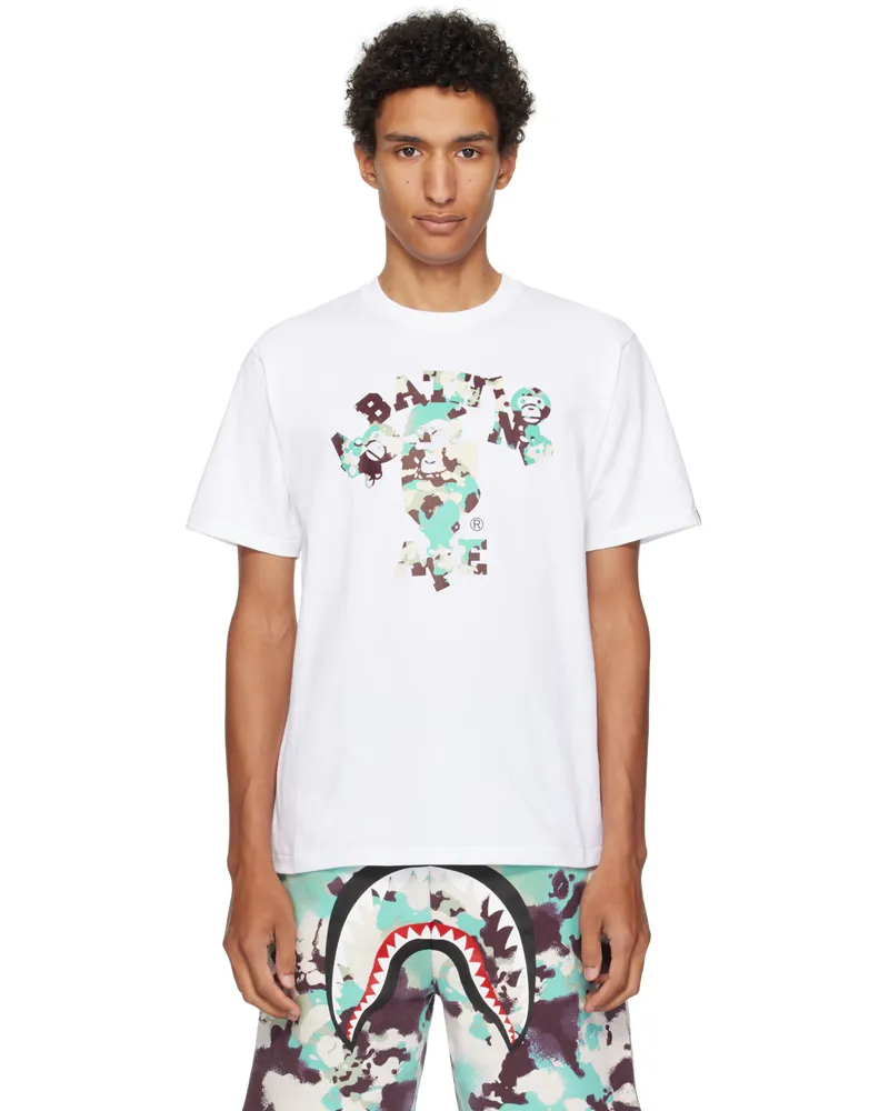 BAPE White Map Camo College Milo T-shirt Whn-